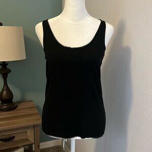 Chico’s Platinum Scoopneck Tank Top with Metallic Hem Size 0